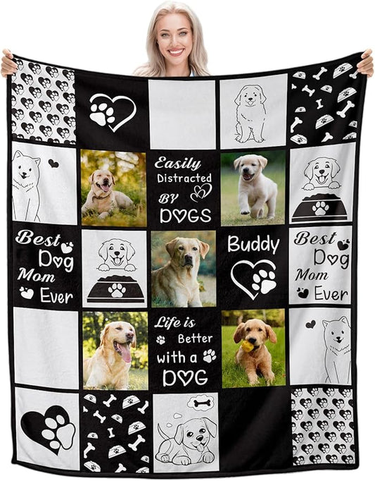 Personalized Pet Memorial Gifts, Custom Throw Blanket with Pet Photo & Name, Customized Pet Memorial Gifts for Loss of Dog Cat, Puppy Bereavement/Passing Away Gifts, Remembrance Gift for Dog Mom Dad