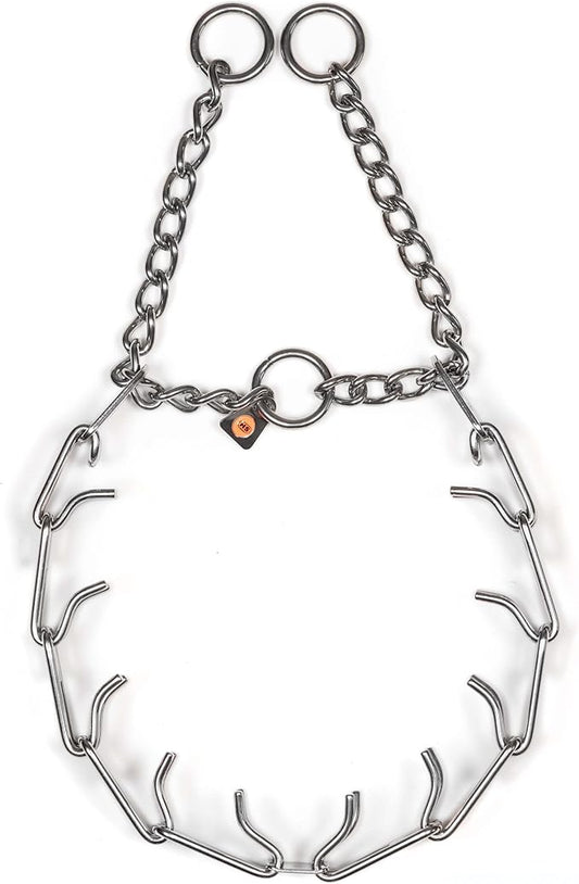 Herm Sprenger Easy On Prong Training Collar with Center-Plate and Assembly Chain | Stainless Steel Training Collar for Dogs | Made in Germany - 3.2 mm, 24"