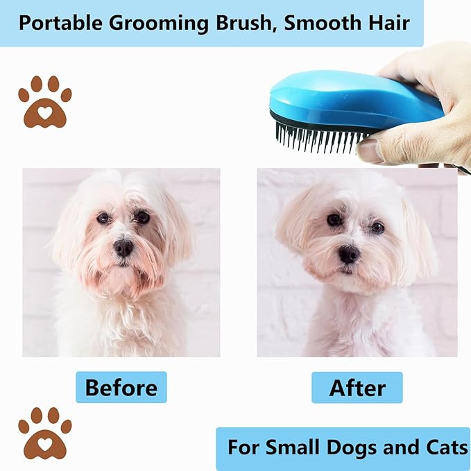 Puppy Brush, Soft Dog Brush for Grooming, Puppy Hair Remover Brush Comb, Grooming Tool for Poodles, Teddy, Yorkies, Maltese, Shih Tzu, Chihuahua, Blue