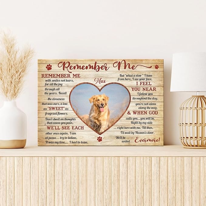 Dem Canvas Personalized Photo Canvas Prints, Dog Loss Gifts, Remember Me, Pet Photo Memorial Gifts For Dog Lover, Dog Death Sympathy Gifts, Cat Memorial Print Photos Pet Loss Gift (24x16)