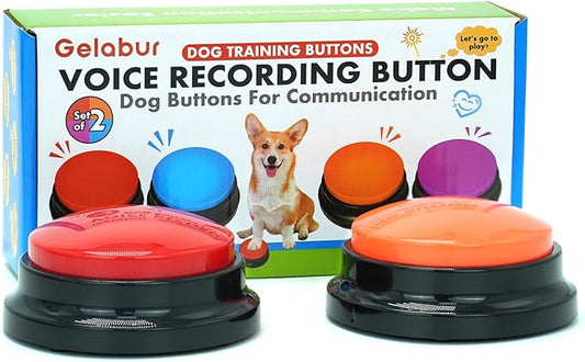 Set of 2 Dog Buttons for Communication, Voice Recordable Buttons for Classroom, Dog Training Talking Buttons Starter Set, Pet Easy Speaking Buttons Tools