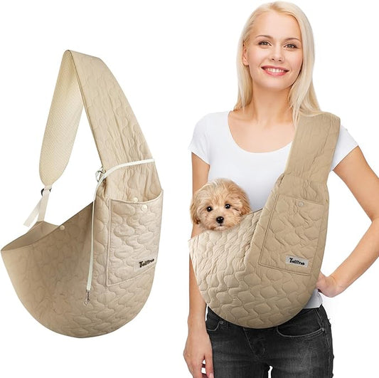 Dog Sling for Small Dogs, Front Dog Sling Carrier, Padded Lightweight Pet Soft Carrier with Adjustable Shoulder Strap, Travel Safety Harness Machine Washable for Small Cats Puppy Outdoor
