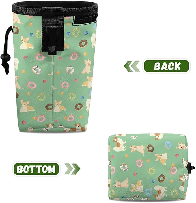 Corgi Donut Animal Walking Snack Container Dog Treat Bag Pet Treat Pouch, Dog Trainer Essentials Supplies Treat Snack Bags for Training Doggie Puppy