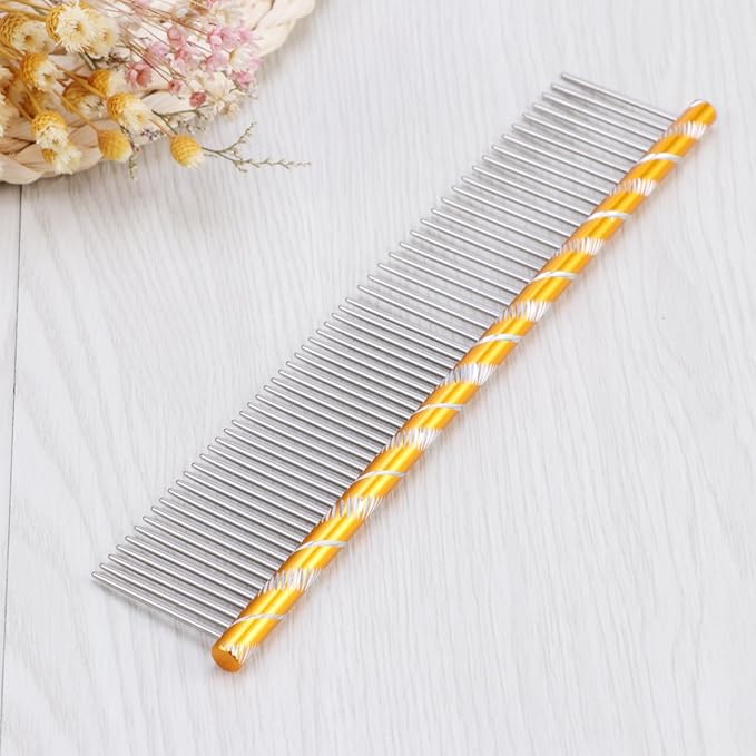 Combs for Grooming - Combs with Rounded Ends Stainless Steel Teeth Pet Comb Grooming Comb Cat Comb Metal Comb for Removing Tangles and Knots