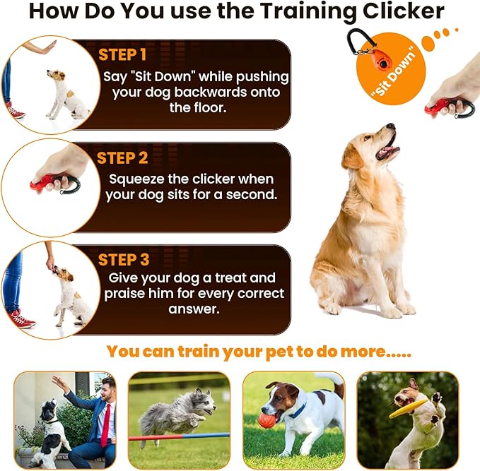 Dog Bark Deterrent Device with Training Clicker, 3X Ultrasonic Anti Barking Device for Dogs, 23FT Long Range, 6 Adjustable Modes, Rechargeable Stop Barking Dog Devices for Small, Medium & Large Dogs