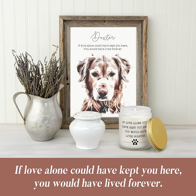Pet Memorial Gifts for Loss of Dog Cat, Sympathy Gift for Pets Loss, Dog Bereavement Cat Memorial Candle, Remembrance Present in Memory of Cat, Passing Away Condolence Presents for Friends Pet Owner