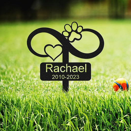 Goodqueen Custom Memorial Stake Grave Marker for Dog Cat, Personalized Cat Dog Grave Marker Outdoor Pet Headstone, Customized Metal Heart Paw Memorial Dog Plaque Burial Stake Garden Grave Stake