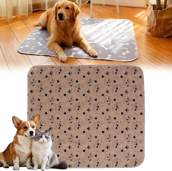 Puppy Pads with pheromones, Elite Pads for Cats, Washable Puppy Pads for Dogs and Cats, Leak-Proof & Anti-Slip Pet Training Pad for Home & Travel(Brown-B,XL:35.4" ×31.5")