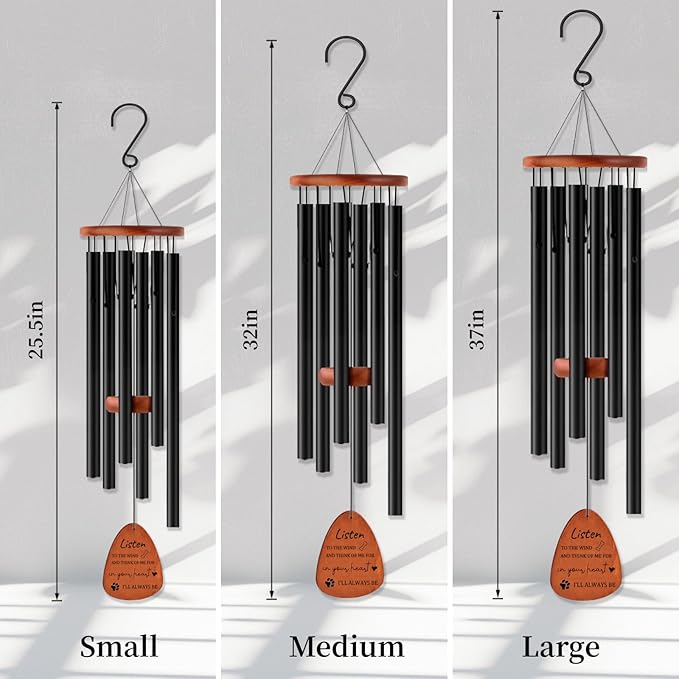 Personalized Pet Memorial Wind Chimes with Color Photo for Loss of Dogs Cats, Pet Passing Away Sympathy Remembrance Gift, 25.5”/32”/37”