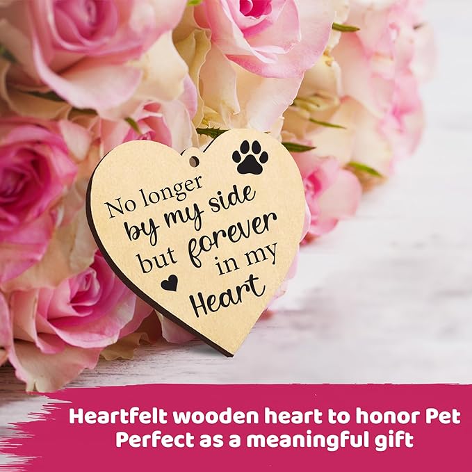 Pet Memorial Gift for Dogs, Natural 360 Rotating Wooden Picture Frame 4x6 Photo, Pet Hair Keepsake Fur Jar Rainbow Bridge , No Longer By My Side But Forever in My Heart, Animal Loss Gift PR-3N