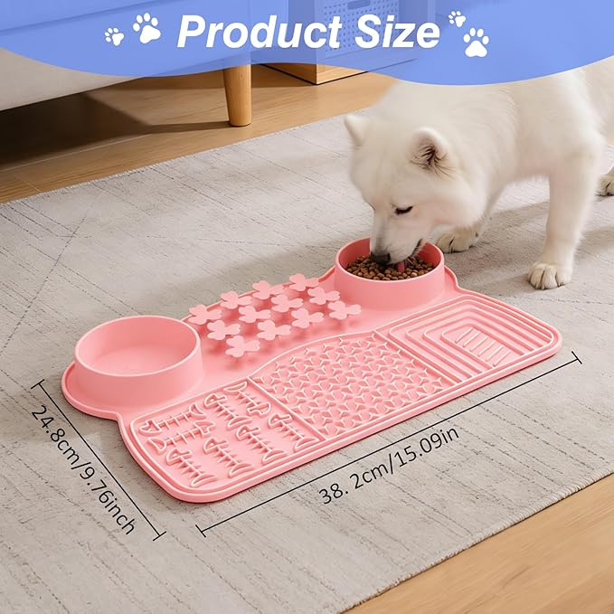 Dog Slow Feeder Bowl, 15 * 9.7inchs Unsinkable Slow Feeder Dog Bowls, Food Safe Silicone Slow Feed Dog Bowl, Fun Design Easy Clean Slow Feeder for Small Breed & Large Breed Dogs