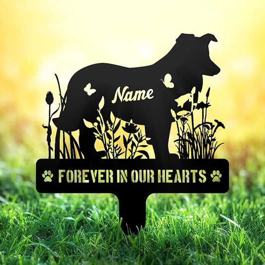 Custom Shetland Sheepdog Sheltie Memorial Stake, Personalized Dog Grave Marker, Metal Pet Tombstone, Outdoor Sympathy Sign for Garden Yard Decor, Pet Loss Gift