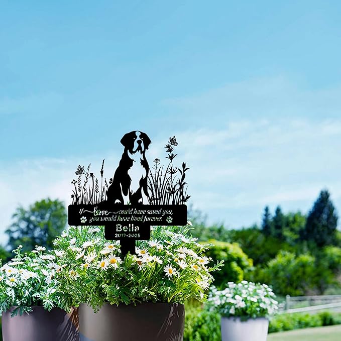Custom Bernard Memorial Stake – Personalized Pet Grave Marker Tombstone for Bernard, Outdoor Garden Metal Sign, Bernard Dog Remembrance Plaque, Pet Bernard Dog Loss Gifts