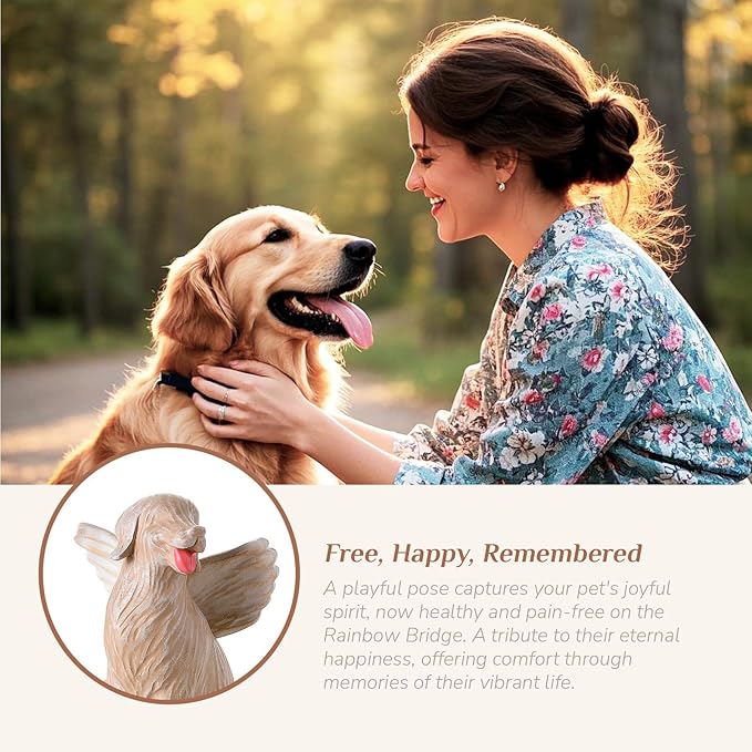 Dog Memorial Figurines Statues: Pet Sympathy Gifts for Loss of Dogs - Rainbow Bridge Remembrance Angel Gift for Dog Mom