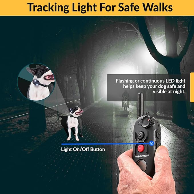 Educator Pro 1/2 Mile Dog Training Collar with Ergonomic Remote, Safe Humane Vibration Stimulation, Pavlovian Tone, Waterproof, Odorproof Biothane Collar, Night Light, Rechargeable, 2 Dog, Black