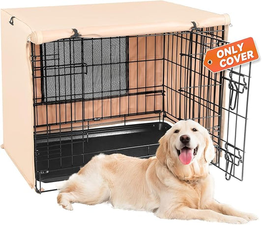 X-ZONE PET 30" Dog Crate Cover for Indoor/Outdoor - Heavy Duty Polyester Pet Kennel Cover Fits for Wire Dog Cage Beige