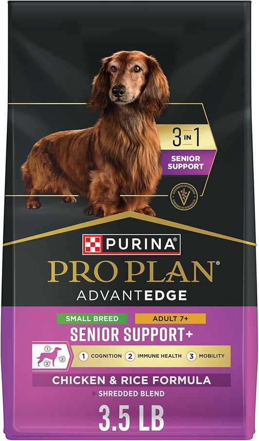 Purina Pro Plan AdvantEDGE Senior Support Plus Small Breed Shredded Blend Chicken and Rice Formula Dry Dog Food - 3.5 lb Bag