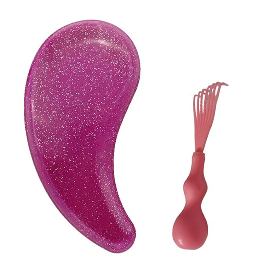 Comma-Shaped Small Dog Brush and Cleaning Comb, Fit for Yorkie, Shih Tzu, Maltese Maltipoo Pomeranian - Gentle Soft Bristles for Effortless Pet Hair Removal, Puppy Essentials (Crystal Rose Red)