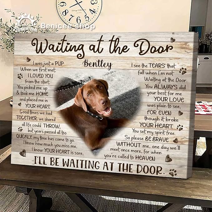 Benicee Shop Pet Paw Print Photo Collage Canvas, Personalized Dog Memorial Gifts, Pet Loss Gifts 8x10 inches canvas