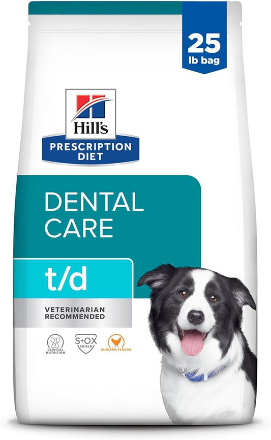 Hill's Prescription Diet t/d Dental Care Dry Dog Food, Chicken, 25 lb. Bag