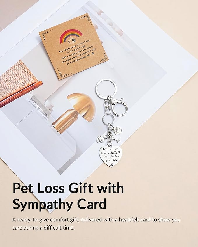 Belloxis Pet Memorial Gifts for Loss of Dog, Rainbow Loss Sympathy Gift Bridge Keychain for Cat Pet Died Cats Death Dogs Lost Memorial Women Men Pass Away Animal Paw Print Heart Key Chain Gift