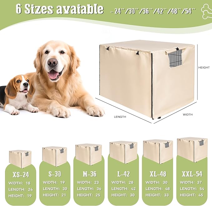 kefit Dog Crate Cover 42 inch, Kennel Cover for Dog Cage, Beige