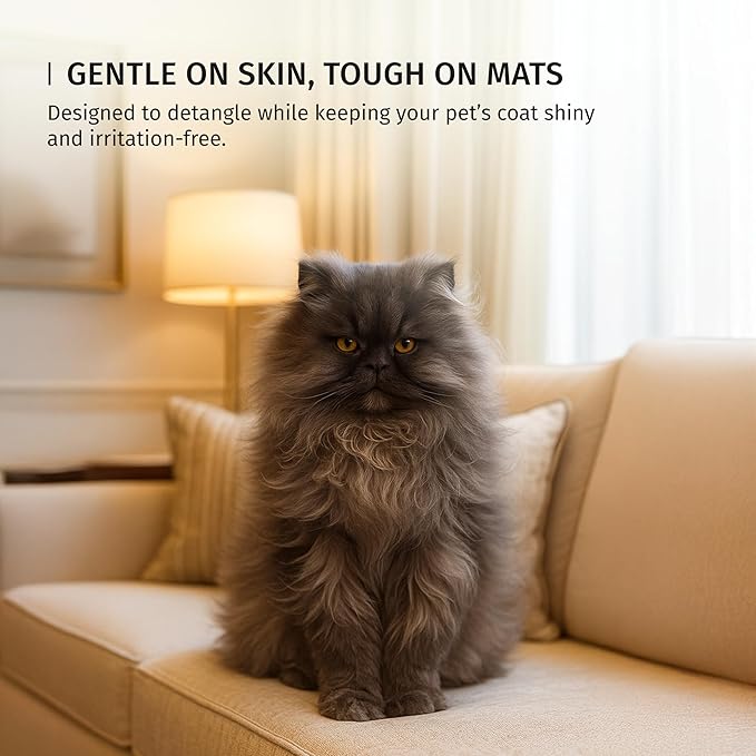Since 1869 Hand Made In Germany - SHASH Oval Pet Brush With Long Metal Pins With Rubber Cushion - Helps Detangle Knots, Eliminate Frizz, Reduce Pulling & Snagging