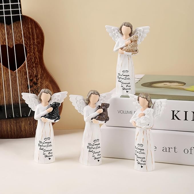 Loss of Dog Sympathy Gift, Dog Memorial Gifts, Angel Figurine, Remembrance Keepsake, Pet Sympathy (Brown-S Size)
