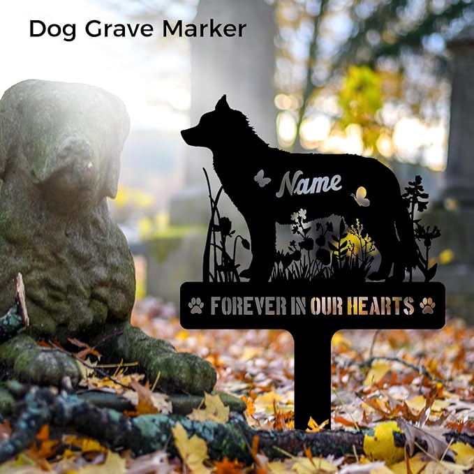 Custom Husky Sibe Dog Grave Marker, Personalized Dog Memorial Stake, Metal Pet Tombstone, Outdoor Sympathy Sign for Garden Yard Decor, Pet Loss Gift