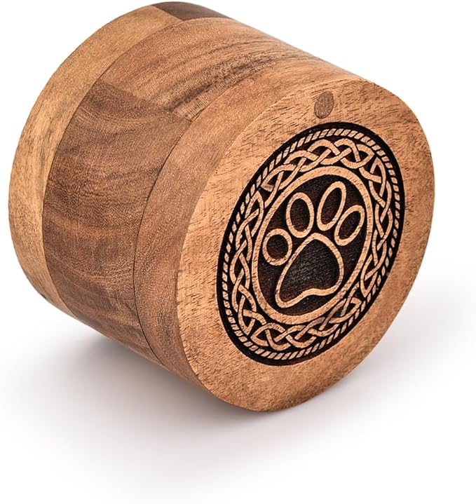 Kimona Dog Urn Wooden Pet Memorial Keepsake Cremation Urns for Ashes Pet Urn Wood Keepsake Box Urns for Cat Dogs Ashes (3.5" x 3.5" x 2.5")