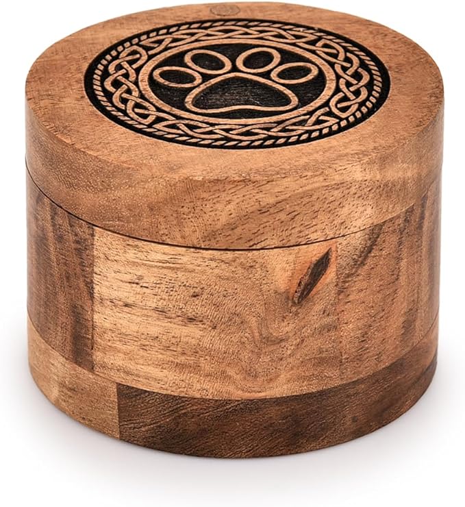 Kimona Dog Urn Wooden Pet Memorial Keepsake Cremation Urns for Ashes Pet Urn Wood Keepsake Box Urns for Cat Dogs Ashes (3.5" x 3.5" x 2.5")