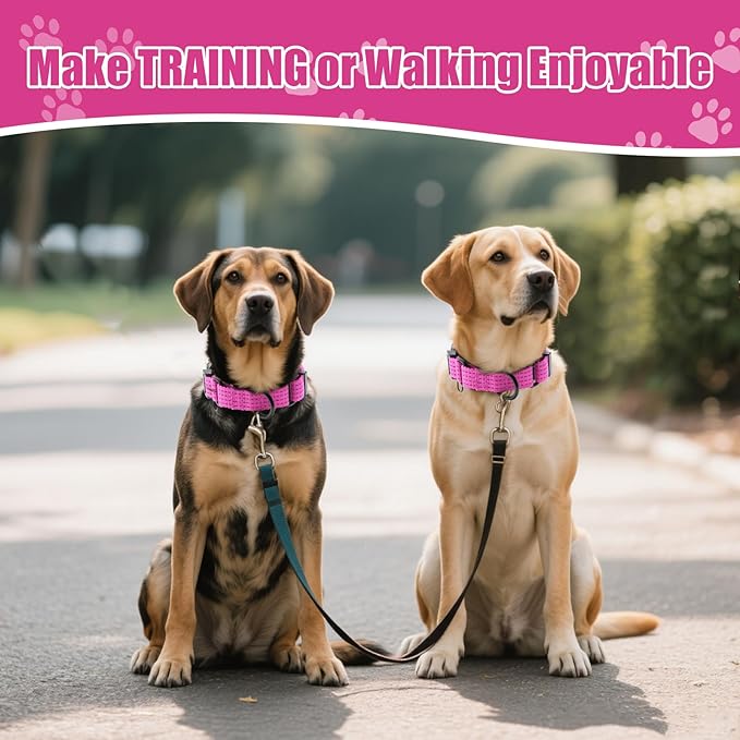 Martingale Collar for Dogs, Adjustable Soft Nylon Dog Collars with Special Design Cute Patterns (Pink, M (1" x 15.5"-19.5"))