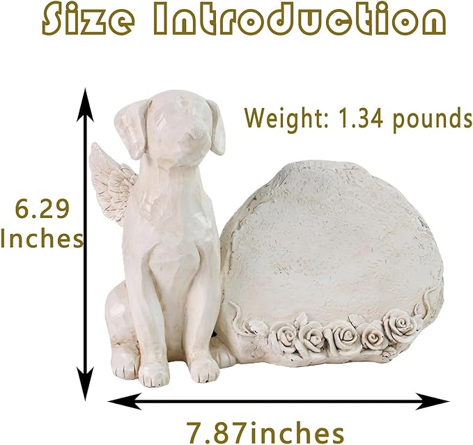 Personalized Angel Wing Dog Garden Memorial Stone Memorial Loss of Loved One Gift Rescue Doggy, Dog Headstone Tombstone for Outdoor Garden Bereavement Gifts for Pet Lovers