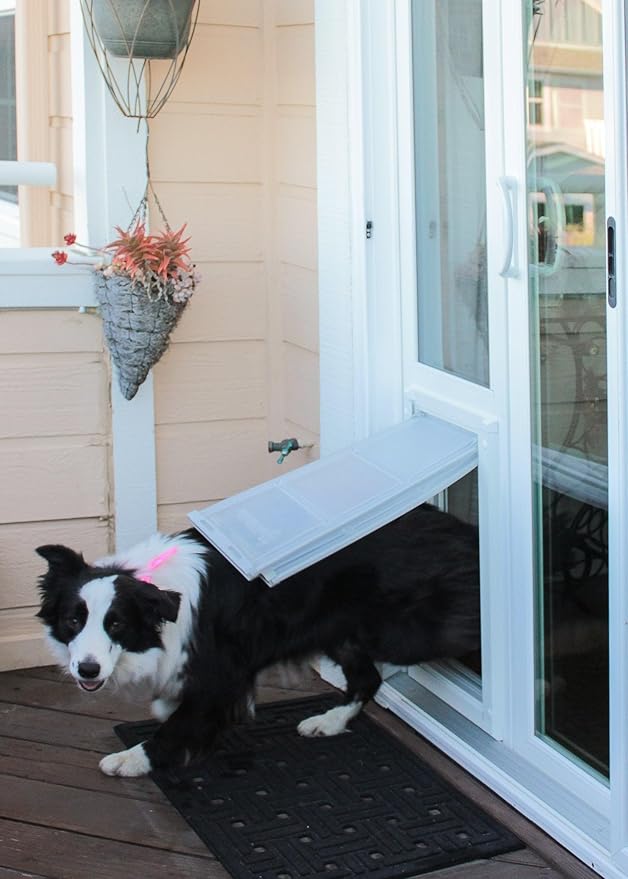 Endura Flap Pet Door for Vinyl Sliding Glass Doors | Dual-Flap Extreme Weather Design | Insulated, Energy-Efficient Dog Door with Locking Security | White, Large Flap, 93.25"-96.25" Slider Height