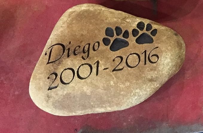 Upstate Stone Works Personalized Dog Pet Memorial River Stone | Custom Engraved Natural Stone | Outdoor Garden or Grave Marker | 8–10” Natural River Rock