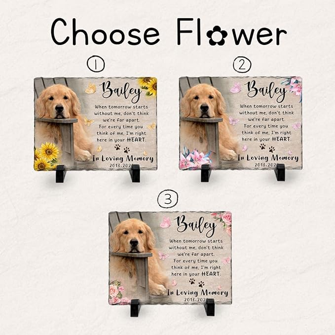 Sympathy Gifts for Loss of Loved Ones, Pets, Dogs, Cats - Custom Dog Bereavement Gift for Pet Lover with Picture - Dog Memorial Stones Garden Decor - Waterproof Markers in Loving Memory