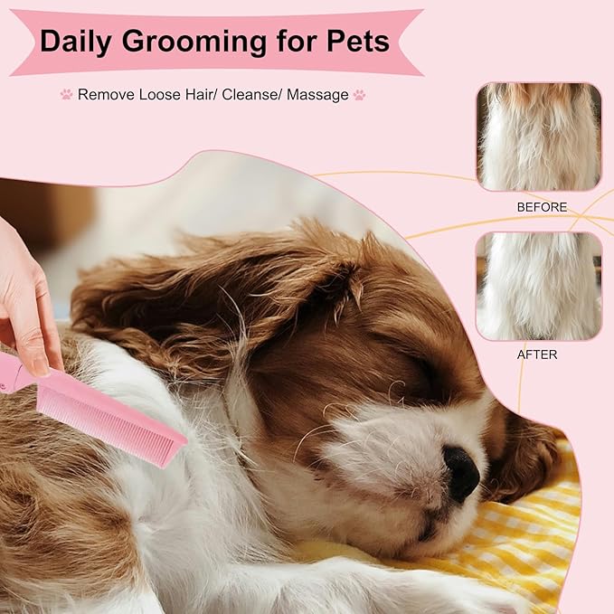 Folding Small Dog Grooming Brush - Perfect for Shih Tzus, Yorkies, and Maltipoos - Ideal Puppy Hair Brushes for Maltese and Small Breeds(Hot Pink）