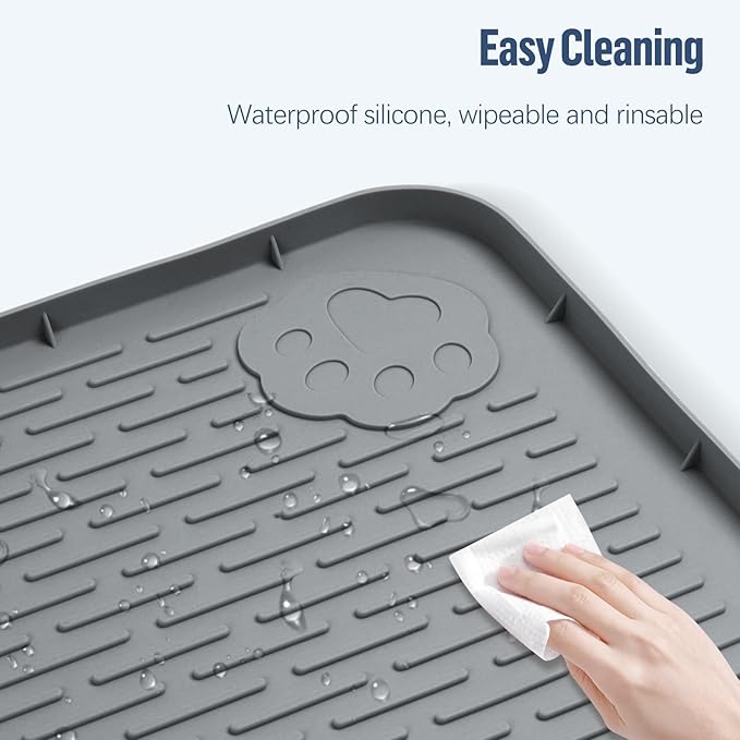 Pee Pad Holder for Dogs, 57" x 40" Silicone Pee Tray Mat Leak-Proof, High Edge, No Spill Pet Pad Holder for Puppy, Cat, Rabbit, Training Pads for Floor Protection, No Pee Pads (Dark Grey)