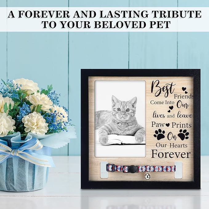 Thyle Dog Memorial Picture Frame Collar Holder and LED Light 9 x 9 Inch Pet Memory Gift Memorial Frame for Loss of Pet Sympathy Gift for Remembrance Bereavement Passed Away Loss of Dogs Cats