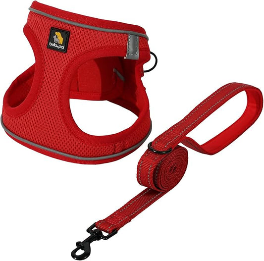 BELLA & PAL Step in Vest Harness for Small and Medium Dogs, No Pull Small Dog Harness with Leash Set, Comfortable Air Mesh Dog Vest Harness with Reflective Strip (Red, XXS)