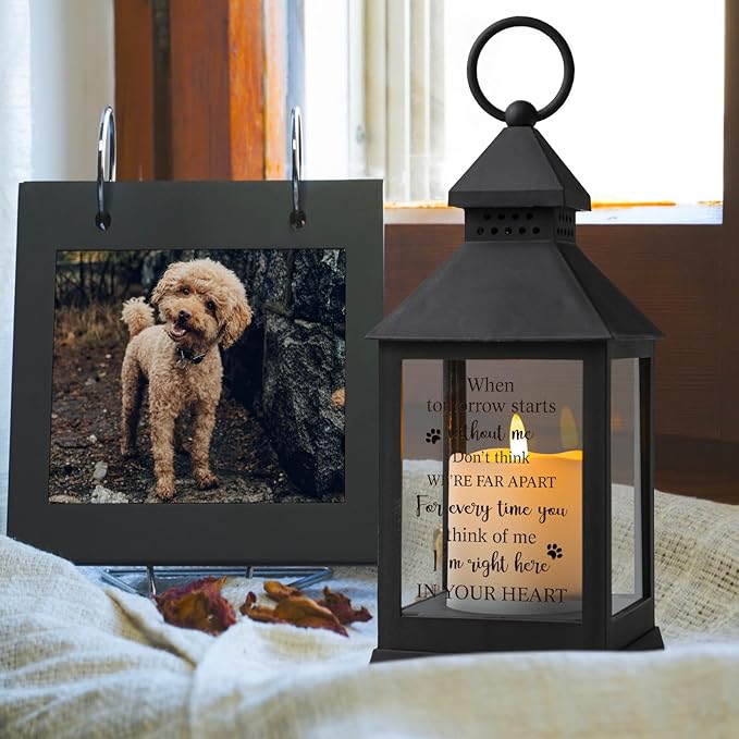 Pet Memorial Gifts for Loss of Dogs Cats Paw Print Left Memorial Lantern Sympathy Gifts Bereavement Gifts Dog Remembrance Gift in Memory of Dog Cat