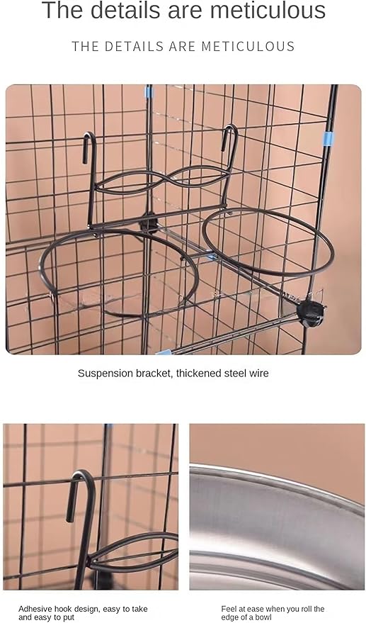 Stainless Steel Hanging Food & Water Bowl for Cats, Dogs & Puppies - Perfect for Crate & Cage
