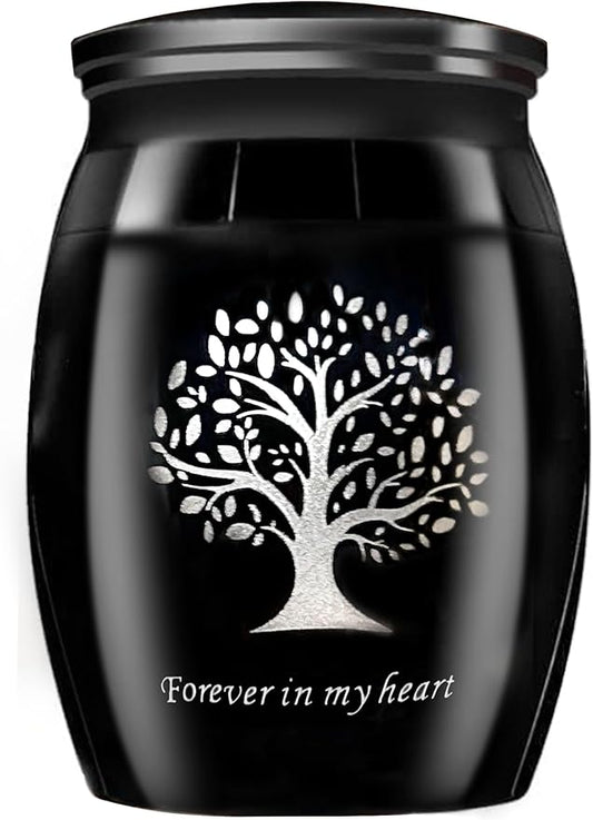 Small Keepsake Urns for Pet Ashes,1.58 Inch Mini Cremation Urns for Ashes with Tree of Life Pattern,Stainless Steel Decorative Memorial Mini Funeral Urn for Ash (1 Pack)