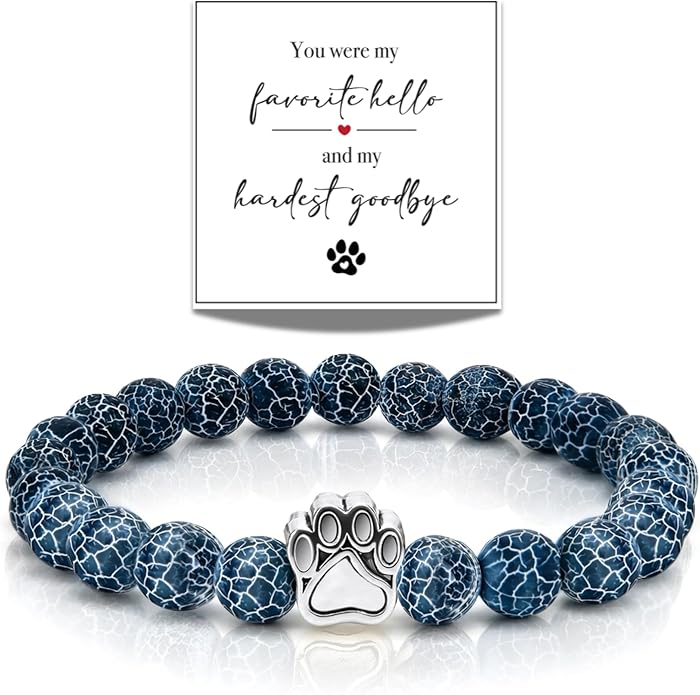 LINGYUAN Pet Memorial Gifts for Dogs Cats, Pet Memorial Bracelet, Remembrance Pet Loss Sympathy Gift for Cat Dog Lovers, Bereavement Gifts for Loss of Pet