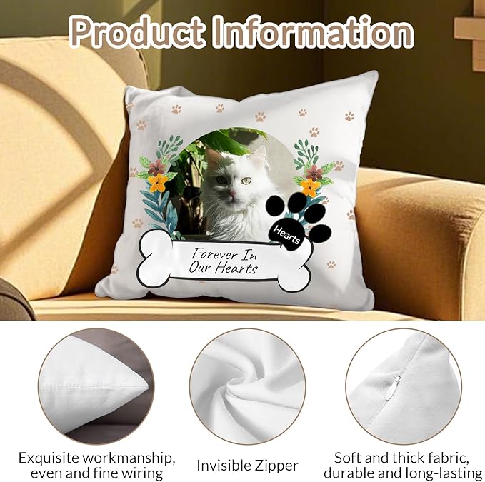 Custom Dog Memorial Throw Pillow with Photo - Personalized Loss of Dog Sympathy Gift for You | Pet Memorial Gifts for Dogs/Cats (Style 3)