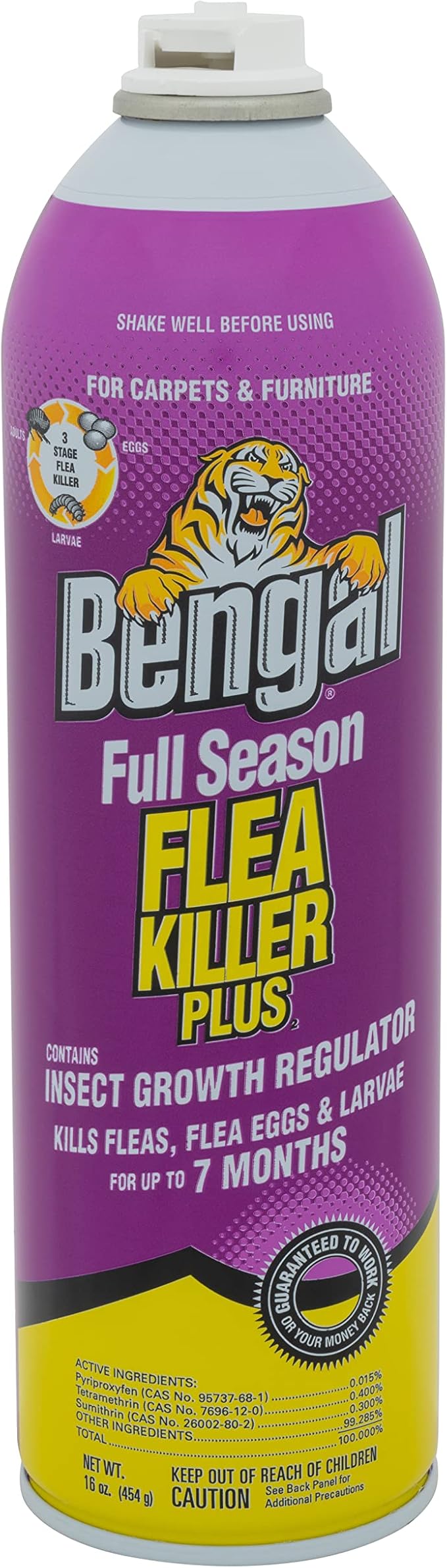 Bengal Full Season Flea Killer Plus, Flea and Tick Aerosol Spray with Insect Growth Regulator, 2-Count, 16 Oz. Aerosol Cans