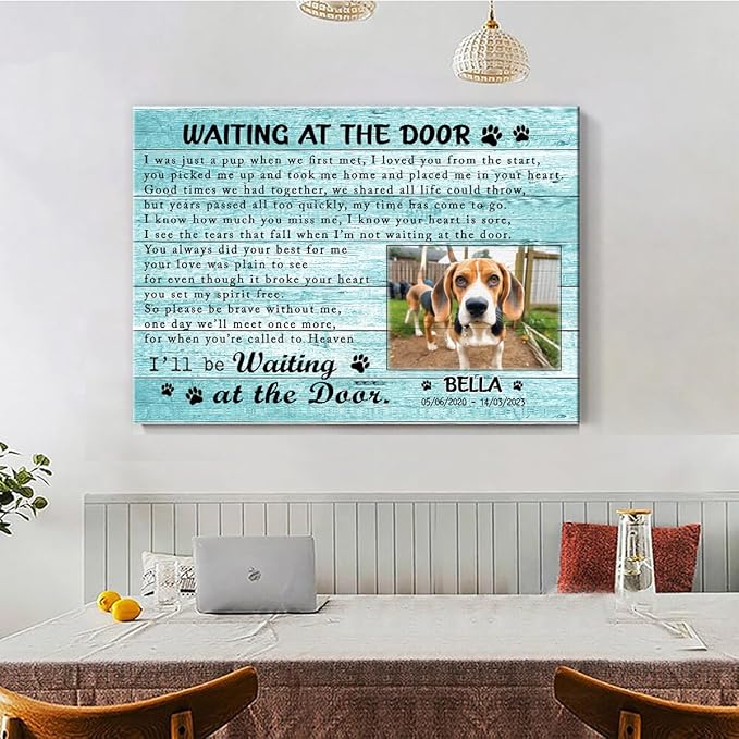 C80714 Funny Dog Memorial Canvas Gifts - Personalized Wall Art Decor With Sayings for Dog Lover Mom Dad - Custom Landscapes Canvas Name