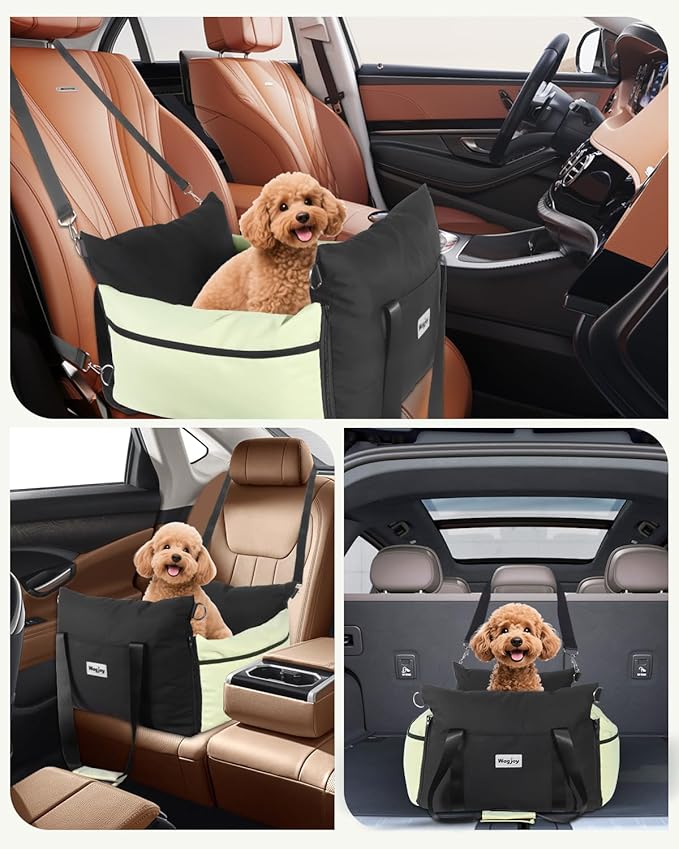 Dog Carseat for Small Dogs – Harness-Compatible Pet Travel Accessory, Portable Travel Bed & Pet Car Carrier Bag, Easy Install, Washable Dog Booster Seat for Small Dogs