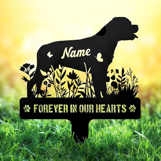 Custom Rottweiler Rottie Dog Grave Marker, Personalized Dog Memorial Stake, Metal Pet Tombstone, Outdoor Sympathy Sign for Garden Yard Decor, Pet Loss Gift