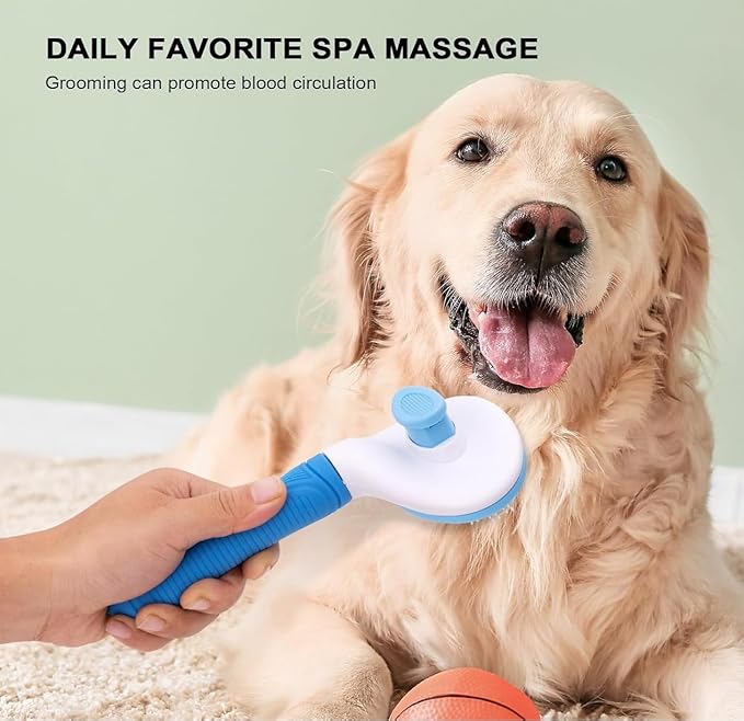 Self Cleaning Slicker Brush, Dog Cat Bunny - Easy to Remove Loose Undercoat, Pet Massaging Tool Suitable for Pets with Long or Short Hair